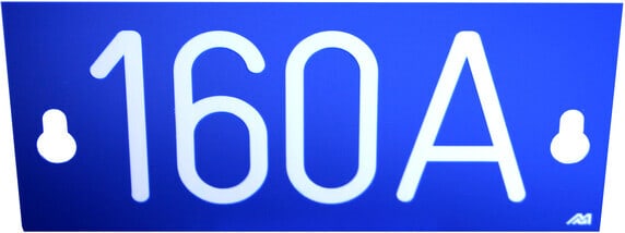 Melbye - Merkeskilt blå 160A 64x146x1,6mm ensidig