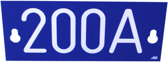 Melbye - Merkeskilt blå 200A 64x146x1,6mm ensidig