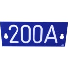 Melbye - Merkeskilt blå 200A 64x146x1,6mm ensidig