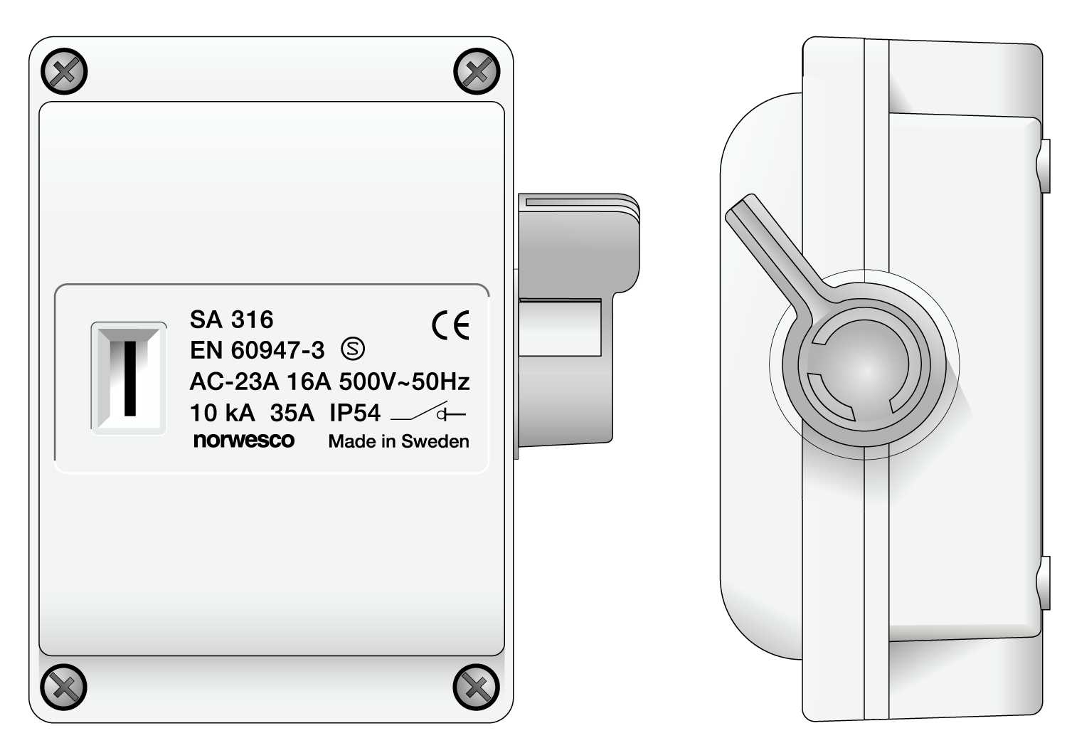 Norwesco AB - Sikkerhetsbryter, SA 316, Hvit
