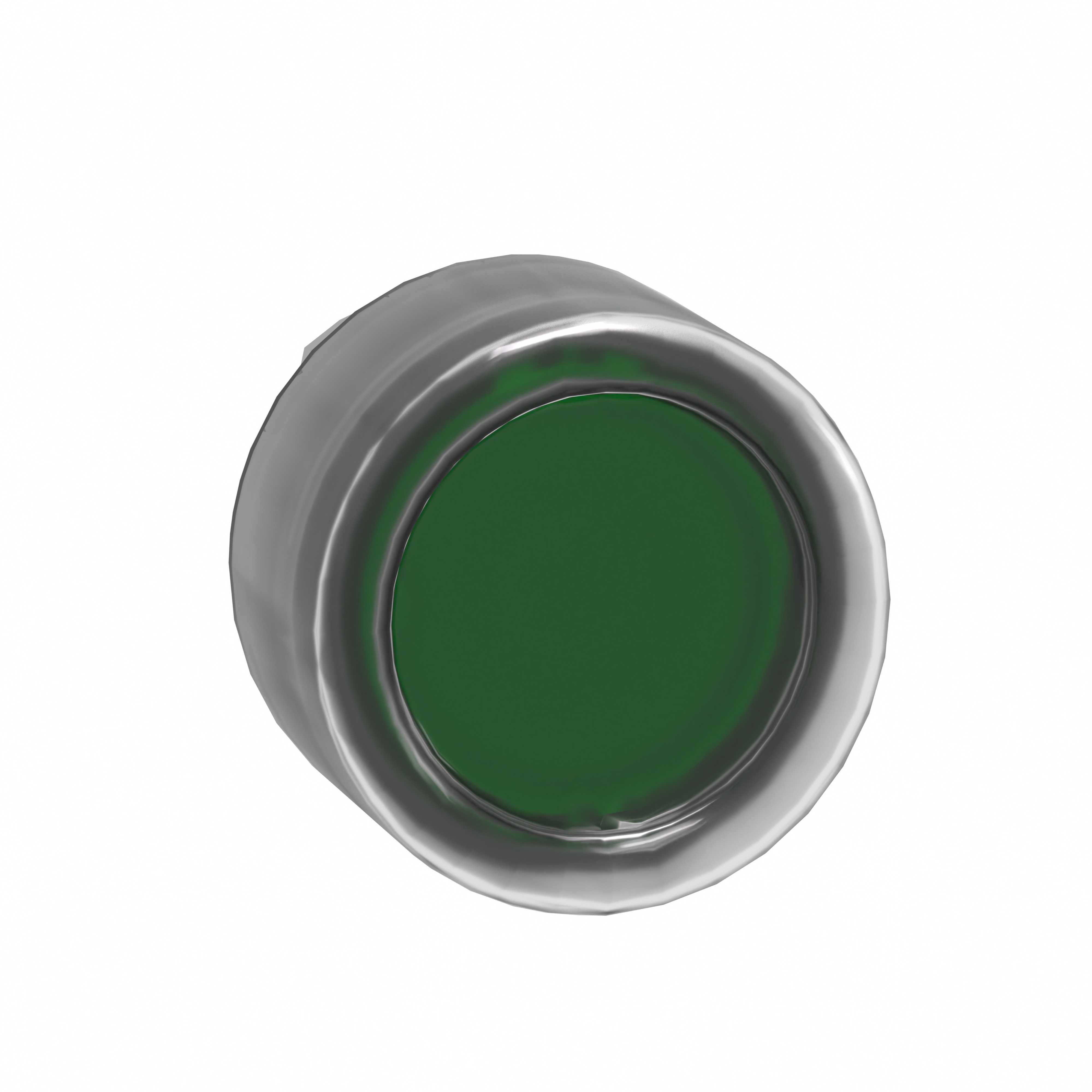 Schneider Electric - Lystrykknapphode i metall for LED med klar silikonhette, fjærretur og plan trykflate i grønn farge