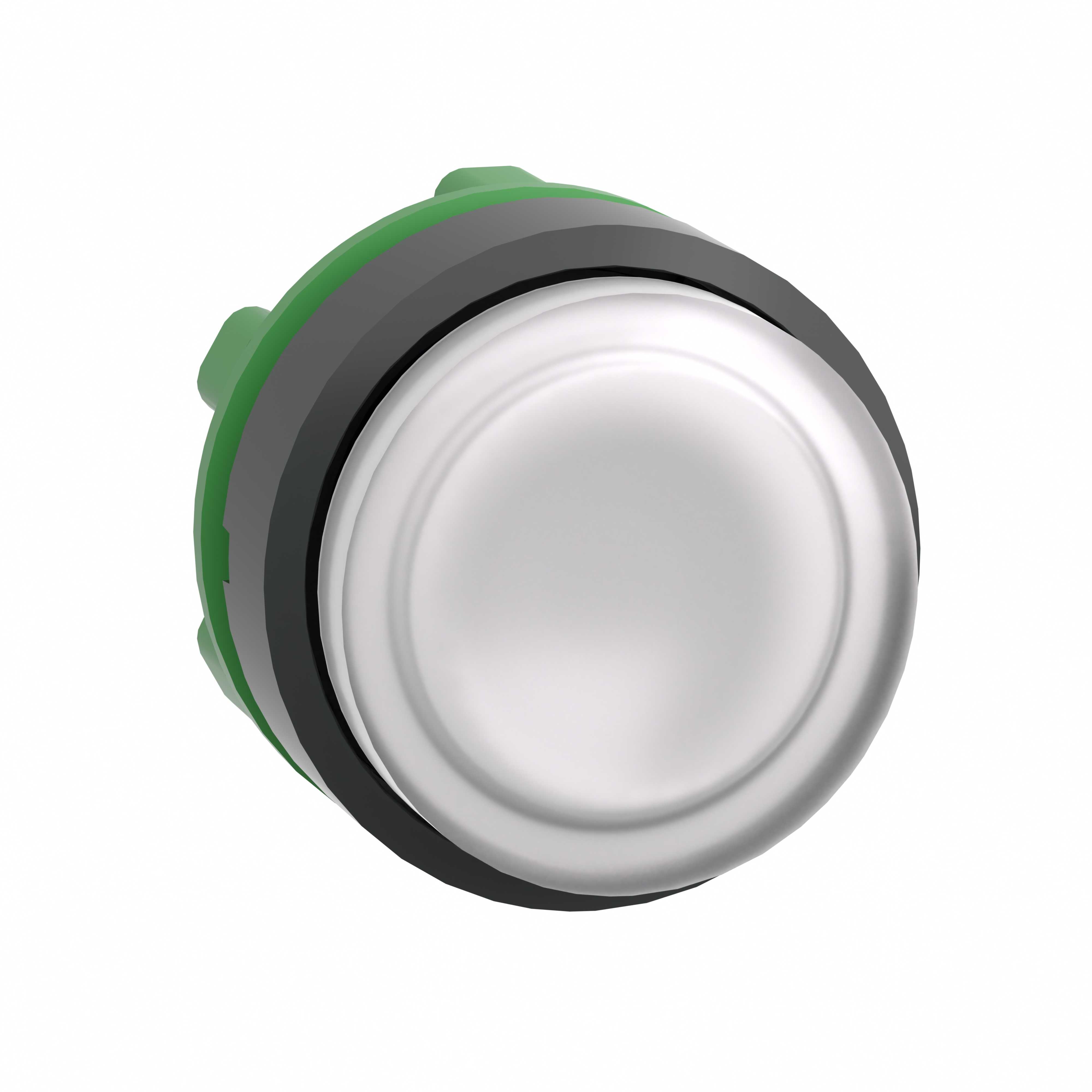 Schneider Electric - Lystrykknapphode i plast for LED med fjærretur og opphøyd trykflate i hvit farge