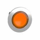 Schneider Electric - Trykknapphode flush i metall for LED med fjærretur og plan trykflate for etikett i oransje farge