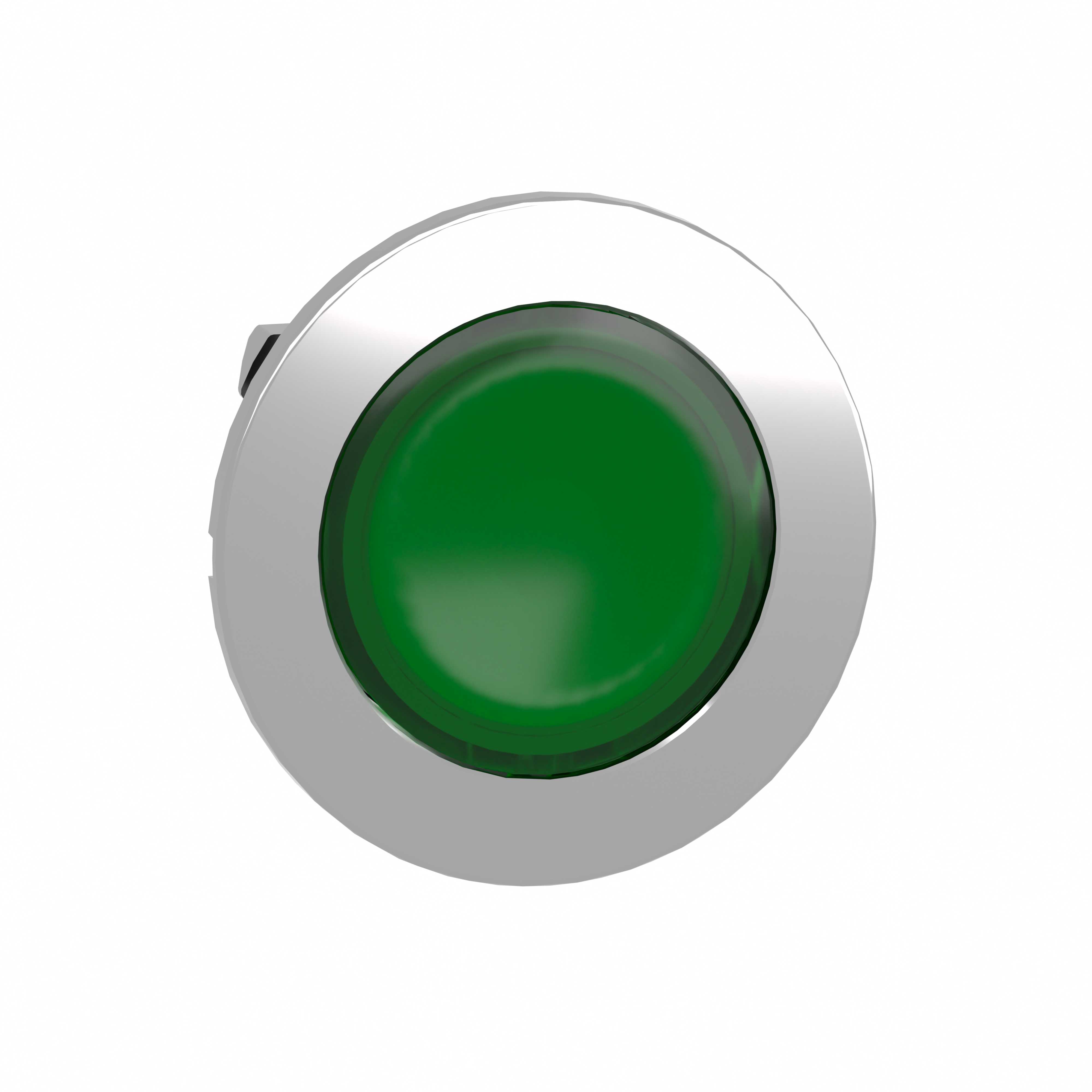 Schneider Electric - Lystrykknapphode flush i metall for LED med trykk/trykk og plan trykflate i grønn farge