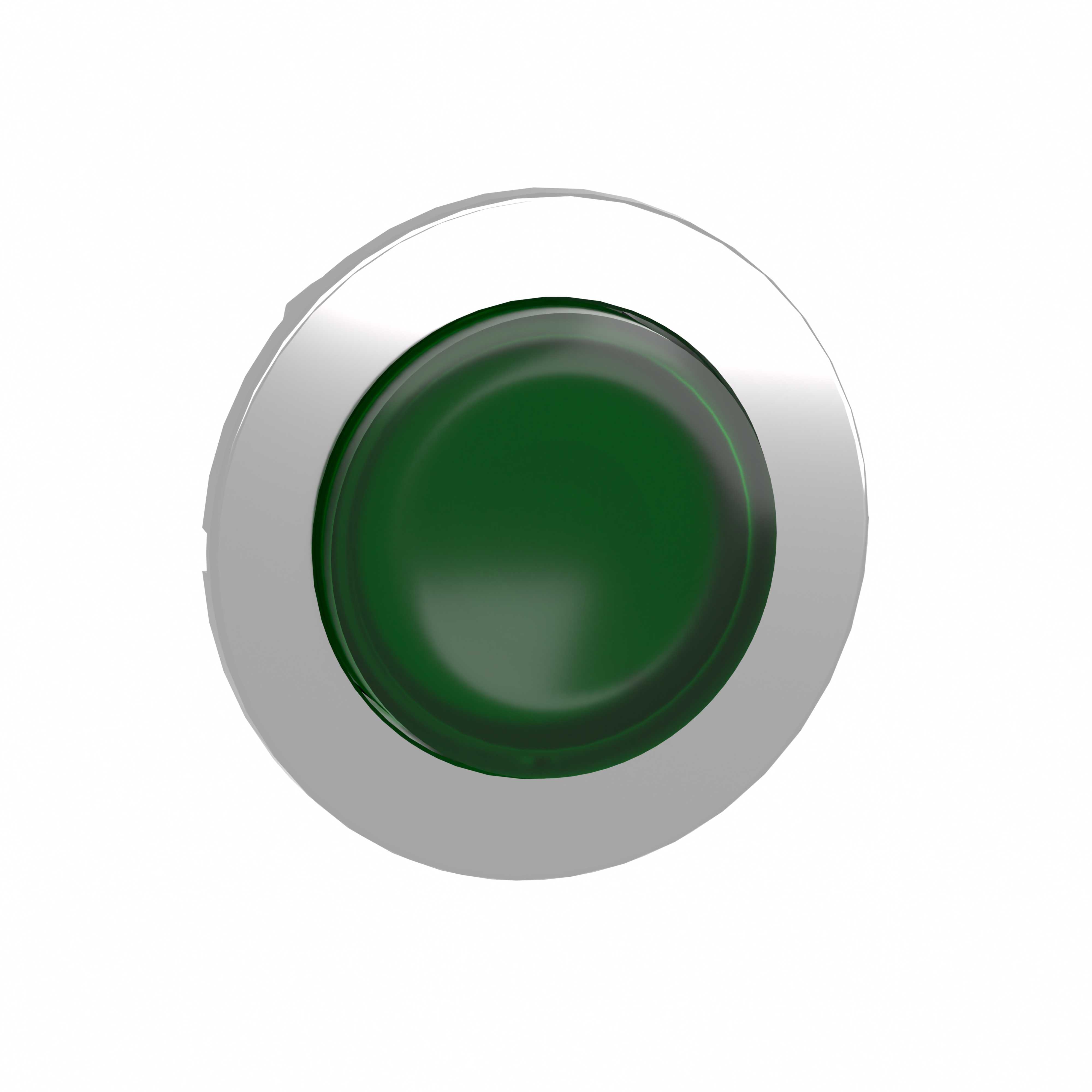 Schneider Electric - Lystrykknapphode flush i metall for LED med trykk/trykk og opphøyd trykflate i grønn farge