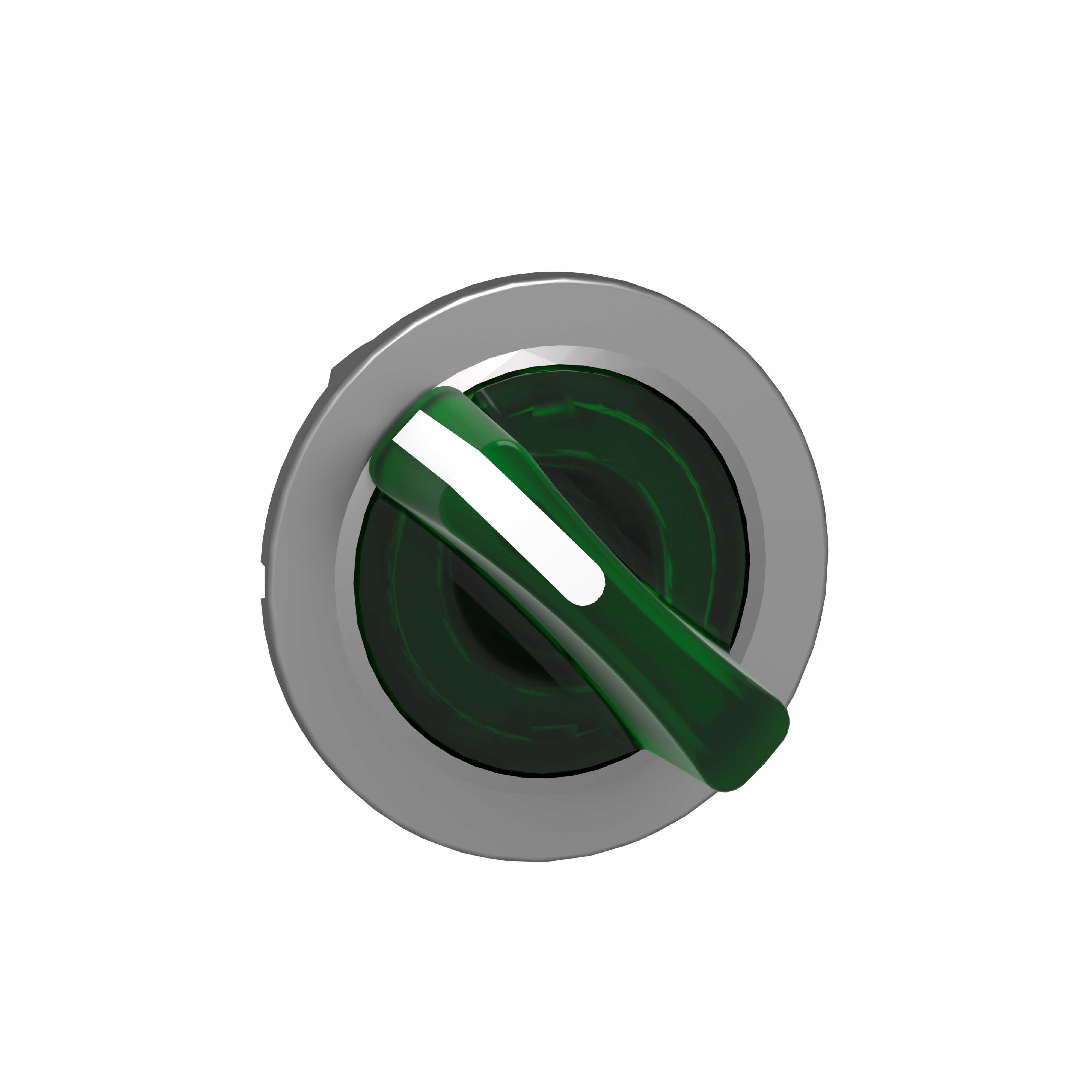 Schneider Electric - Venderhode flush i metall for LED med 2 posisjoner med fjærretur fra H-til-V og grep i grønn farge