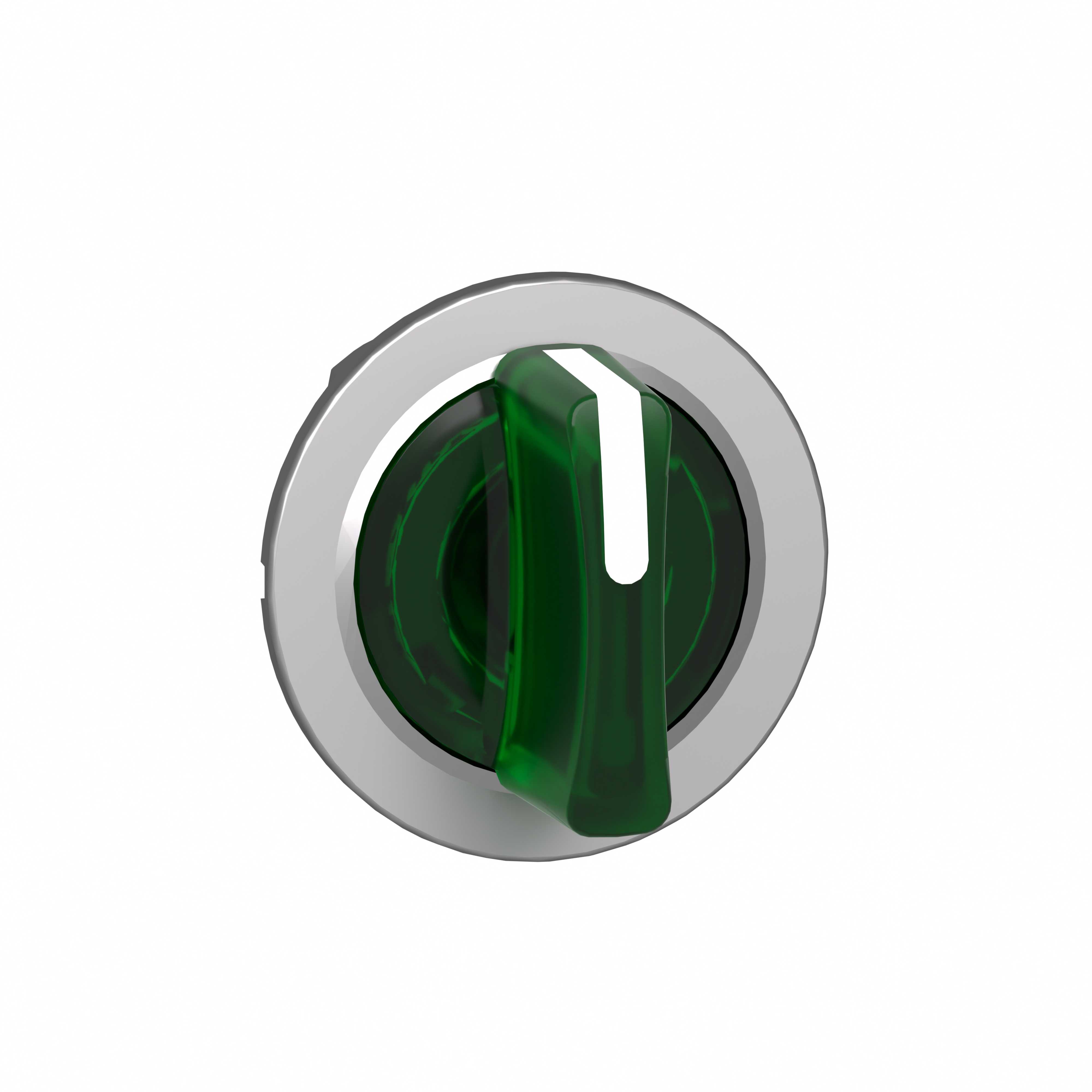 Schneider Electric - Venderhode flush i metall for LED med 3 posisjoner med fjærretur fra V-til-M og grep i grønn farge