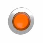 Schneider Electric - Lystrykknapphode flush i metall for LED med fjærretur og opphøyd trykflate i oransje farge