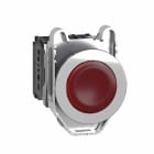 Schneider Electric - Lystrykknapp komplett flush med LED og rød plan trykkflate med fjærretur 110-120VAC 1xNO+1xNC