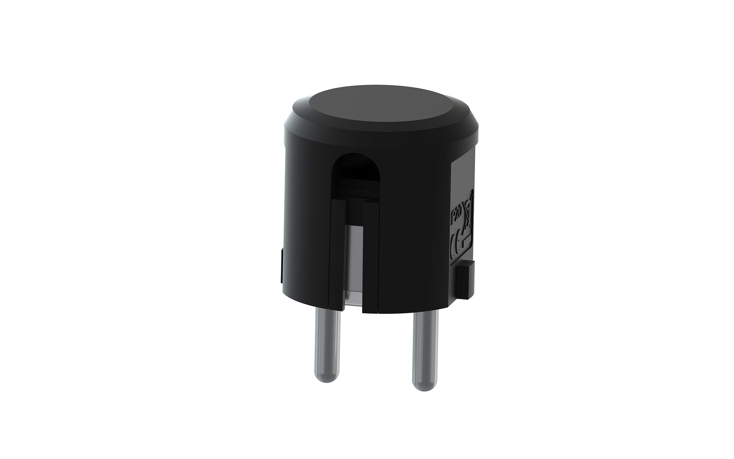 TradeForce - Støpsel m/j sideinnf. sort 16A/250V IP20 Sonepar