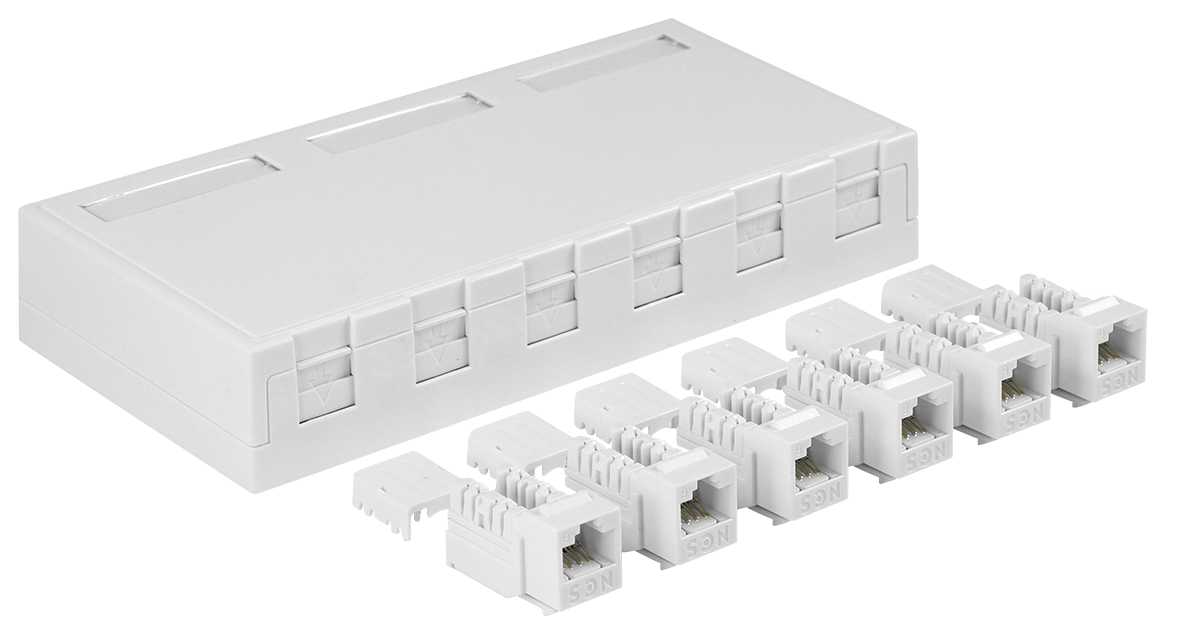 Lanse - Patchboks 6xKat.6 uTP QC Påveggsboks plast