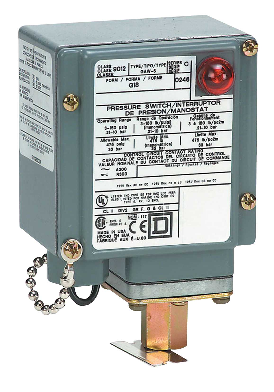 TMSS - Pressostat  1,5 - 75 psig NC+N