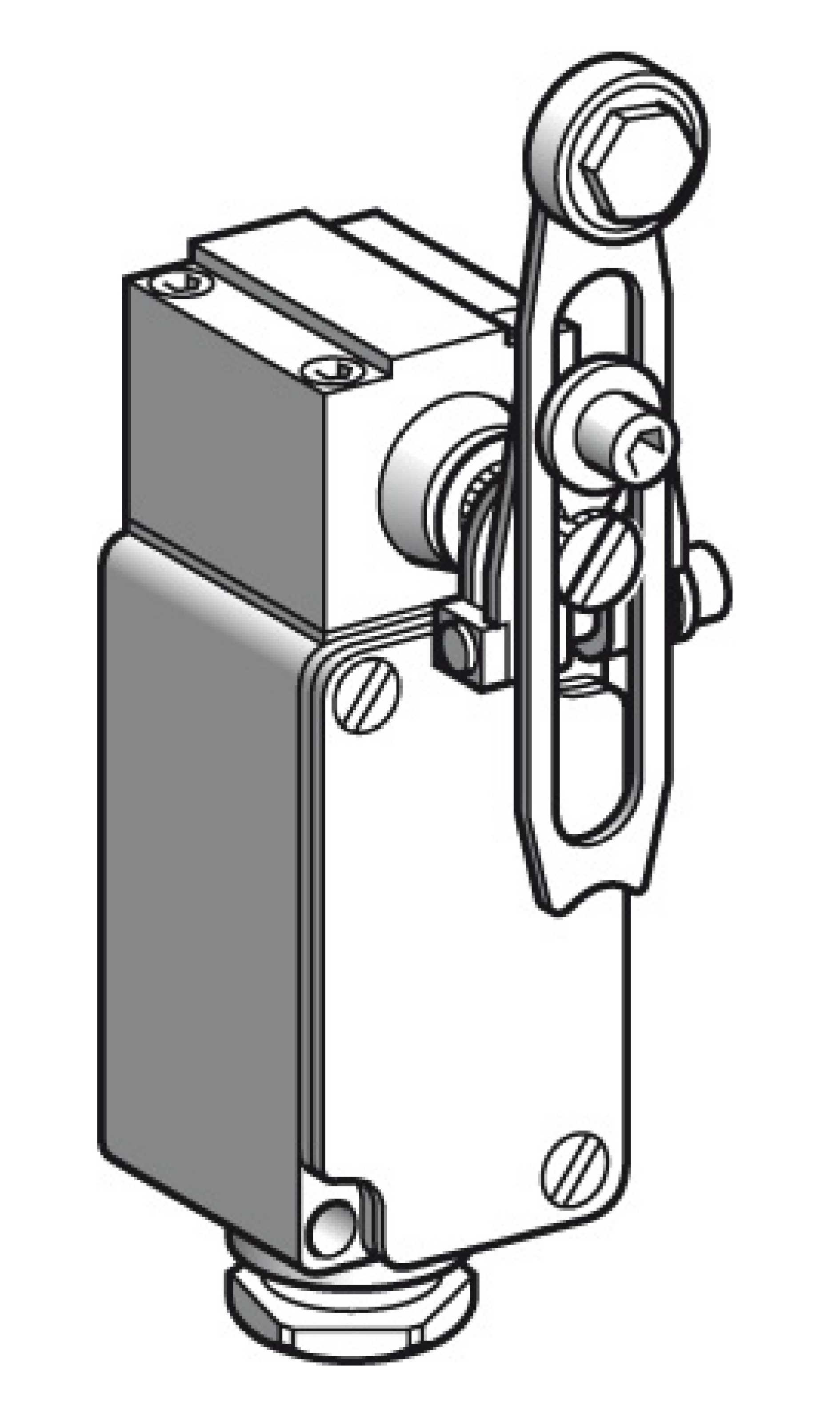 TMSS - Endebryter i metall med justerbar arm med plastrulle. 1C/O snap action
