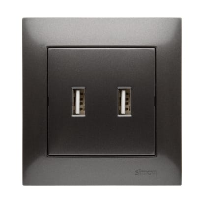 Kontakt Simon - Lader 2x USB 1,5A 5V DC antrasitt
