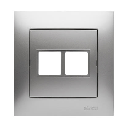 Kontakt Simon - FRONTPLATE m/RAMME 2xKAT LEX COM ALU