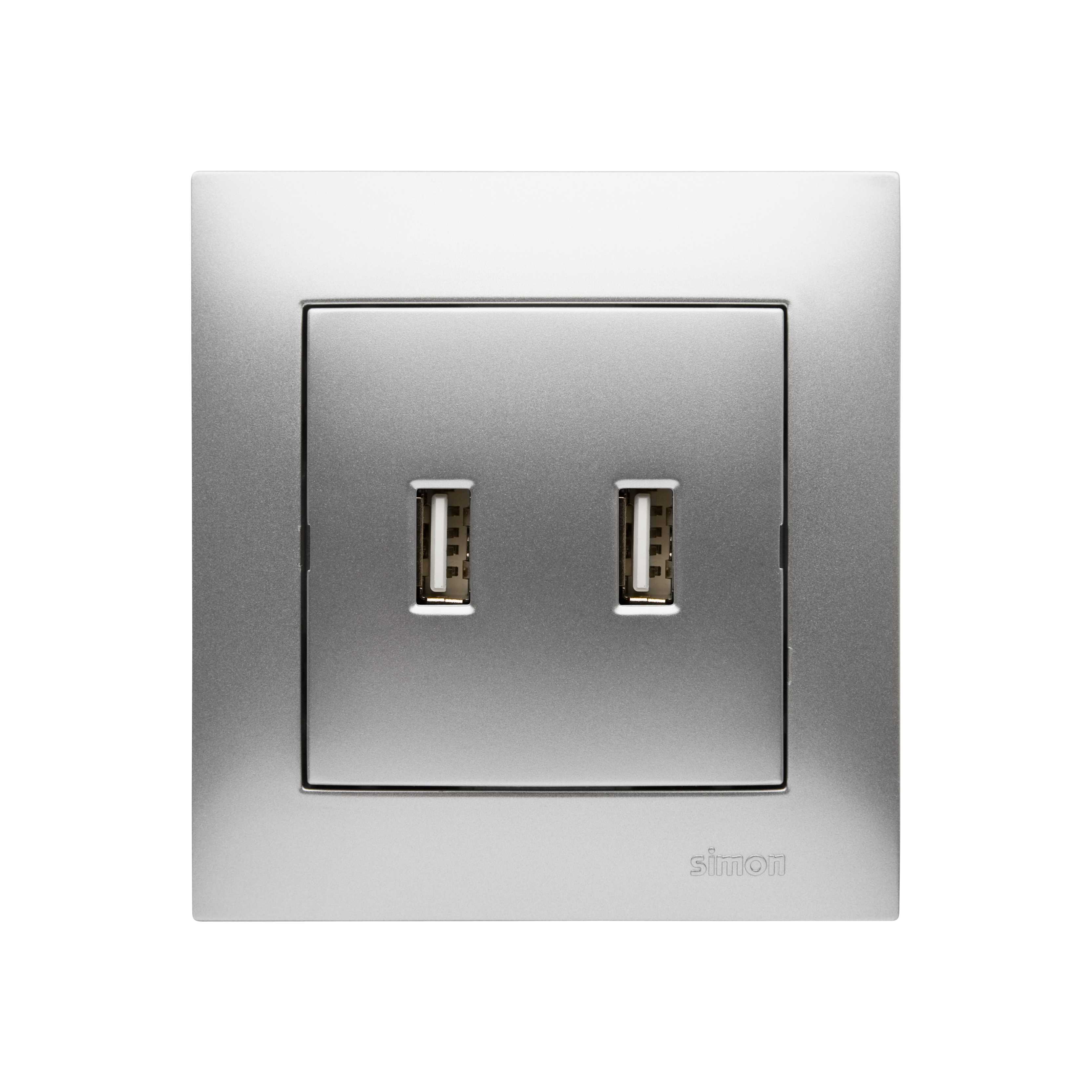 Kontakt Simon - LADER 2XUSB 2,1A 5V DC ALU