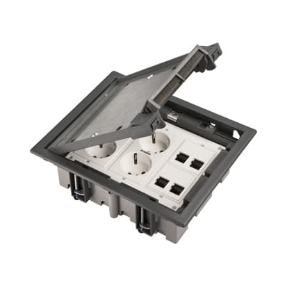 Kontakt Simon - Gulvboks 3 Modul 4xstikk 4xkat