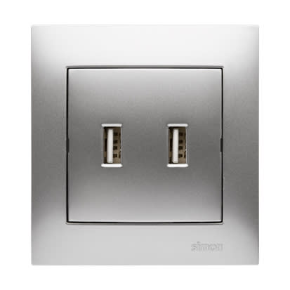 Kontakt Simon - Lader 2x USB 1,5A 5V DC Alu