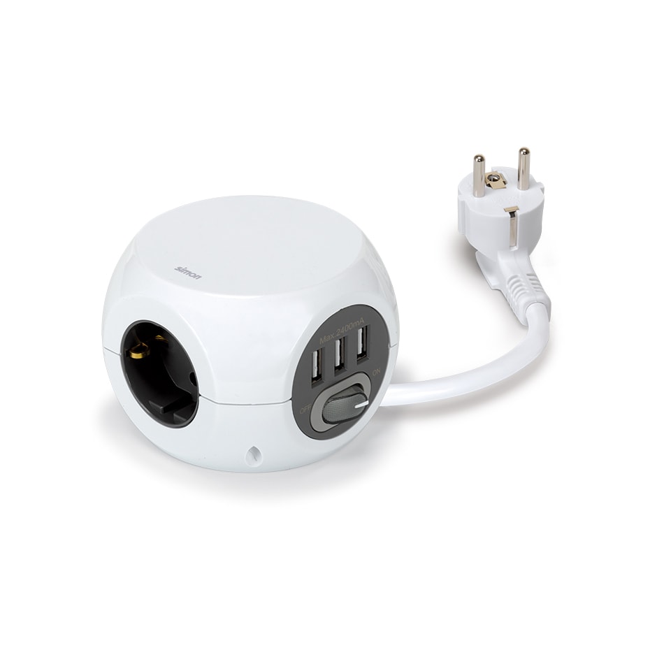 Kontakt Simon - Multi stikk Combi Ball 3stikk-3USB