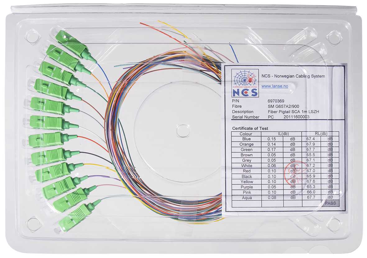 LANSE 3-PLAY - Fiber Pigtail Sc Apc 9/125 Sm 1M 12 Stk