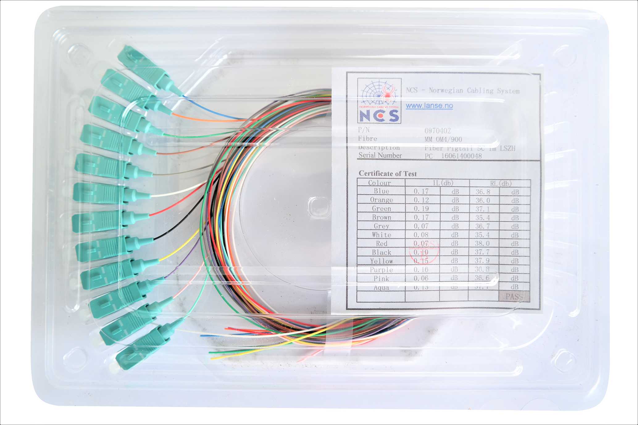 LANSE 3-PLAY - Fiber Pigtail Sc 50/125 Om4 1M Lsoh 12 Stk I En Pakke
