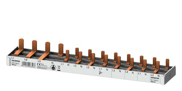 Siemens - 4 fas samlesk, L1-L2-L3-N+10 JFA 1 modulbredde, 14mw, OV, lastbr. eller OSV monteres på skinne