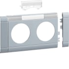 Hager - Ramme for merkeskilt for 2-veis kanalstikk GS2*, alu RAL7001, passer alle Hager Inst.kanaler
