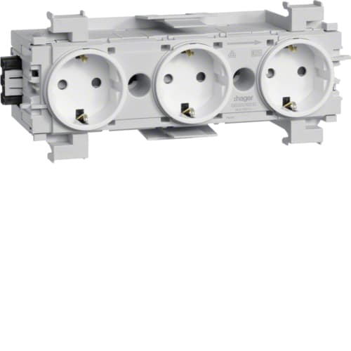 Hager - Stikk 3-veis hvit, for BRP, BRA, BRS, BRHP, kan benyttes i alle Hager Installasjonskanaler
