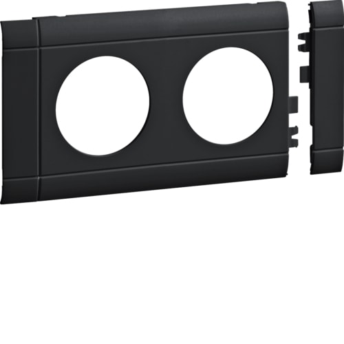 Hager - Ramme for 2-veis kanalstikk GS2*, svart RAL9011, passer til alle Hager Installasjonskanaler