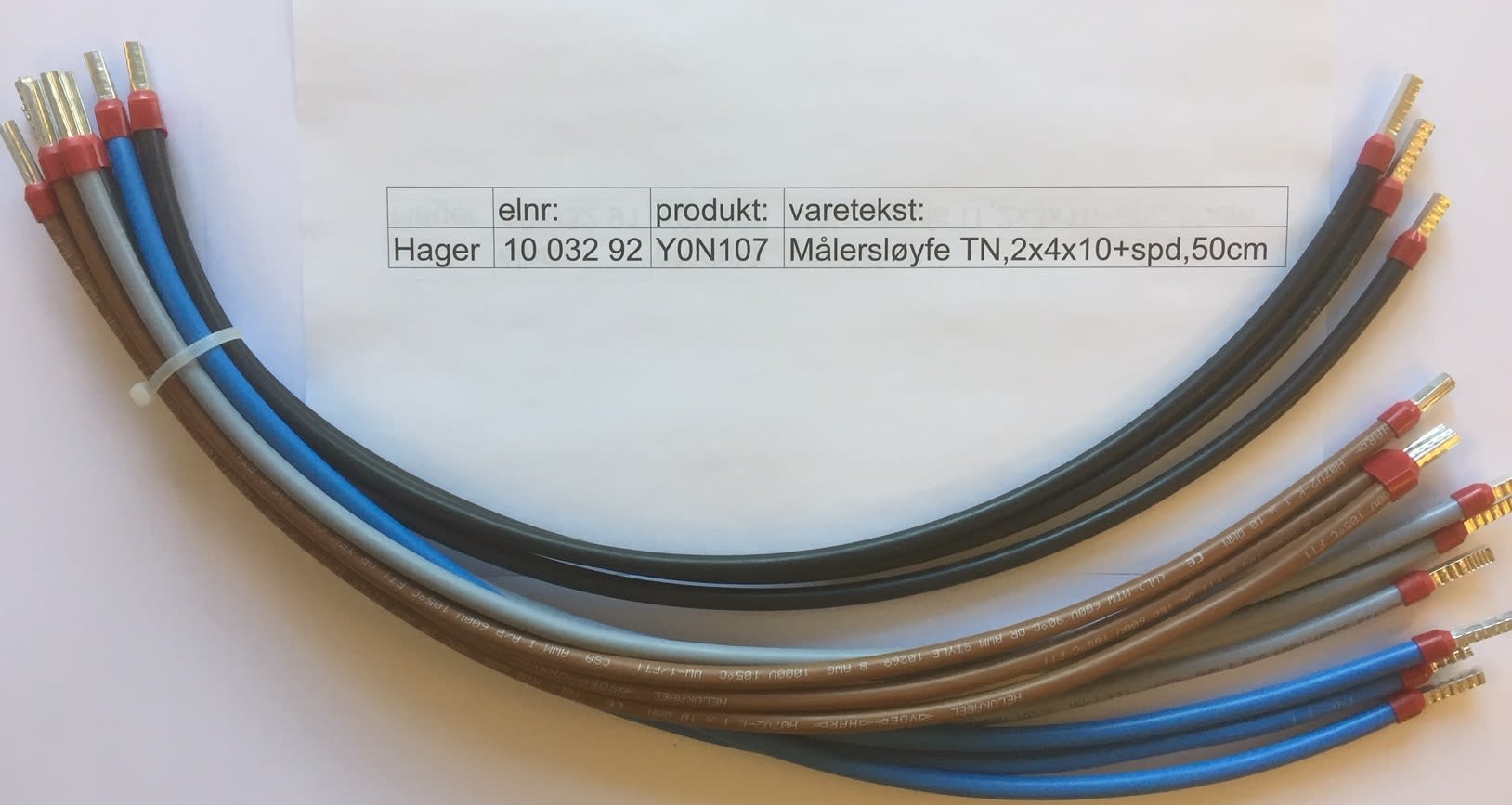 Hager - Målersløyfe, ledningssett for 400V TN, inkl ledere til SPD (overspenningsvern), lengde 50cm