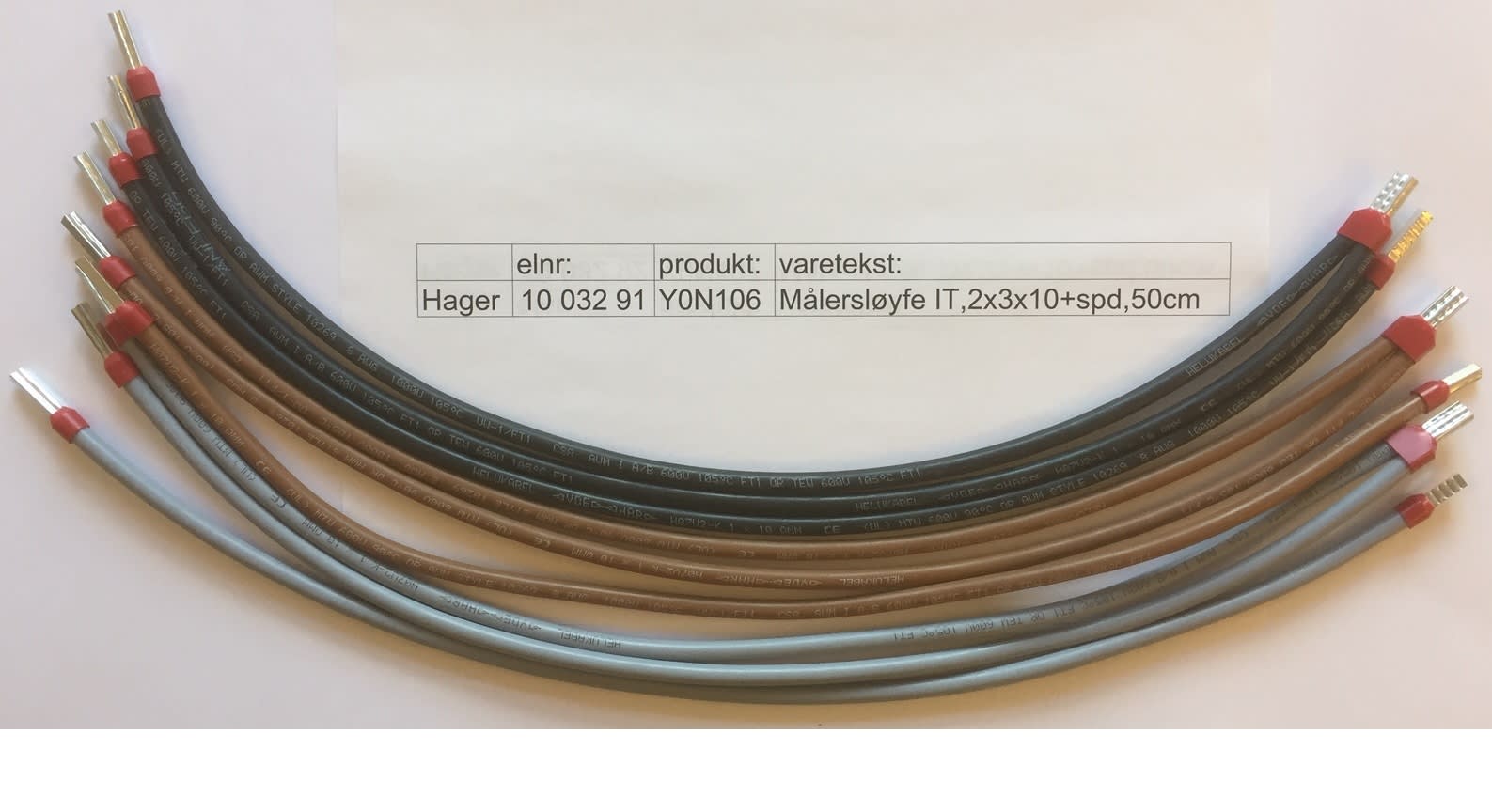 Hager - Målersløyfe, ledningssett for 230V IT/ TT, inkl ledere til SPD (overspenningsvern), lengde 50cm