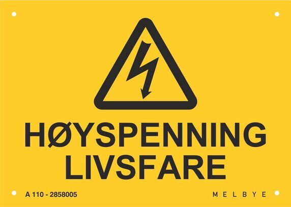 Melbye - Al-Skilt Høyspenning livsfare 210x148x0,7mm