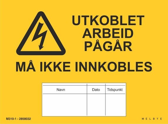 Melbye - Skilt, magnet Utkobling m/blokk 210x148x0,6mm
