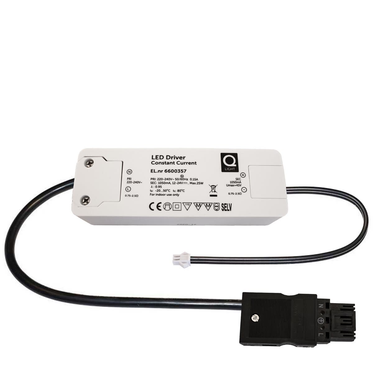 Q-Light - Driver 25W Q-Panel nondim 1050mA, 220-240V wieland 3pol