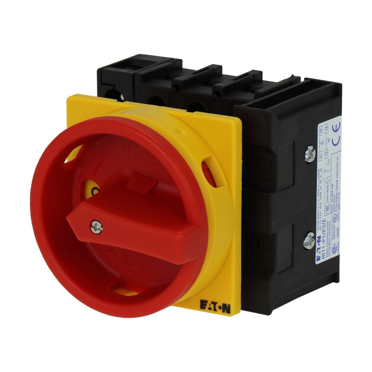 Eaton Electric - Hovedbryter, P1, 40 A, innvendig montasje, 3 fas + N, 1 N/O, 1 N/C, Nødstopp  funksjon
