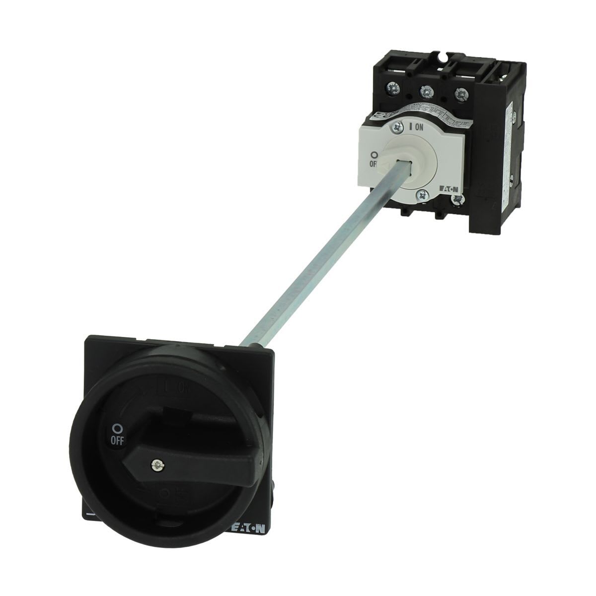 Eaton Electric - Hovedbryter, P1, 40 A, bak montert, 3 fas + N, STOPP funksjon, med  svart vrigrep