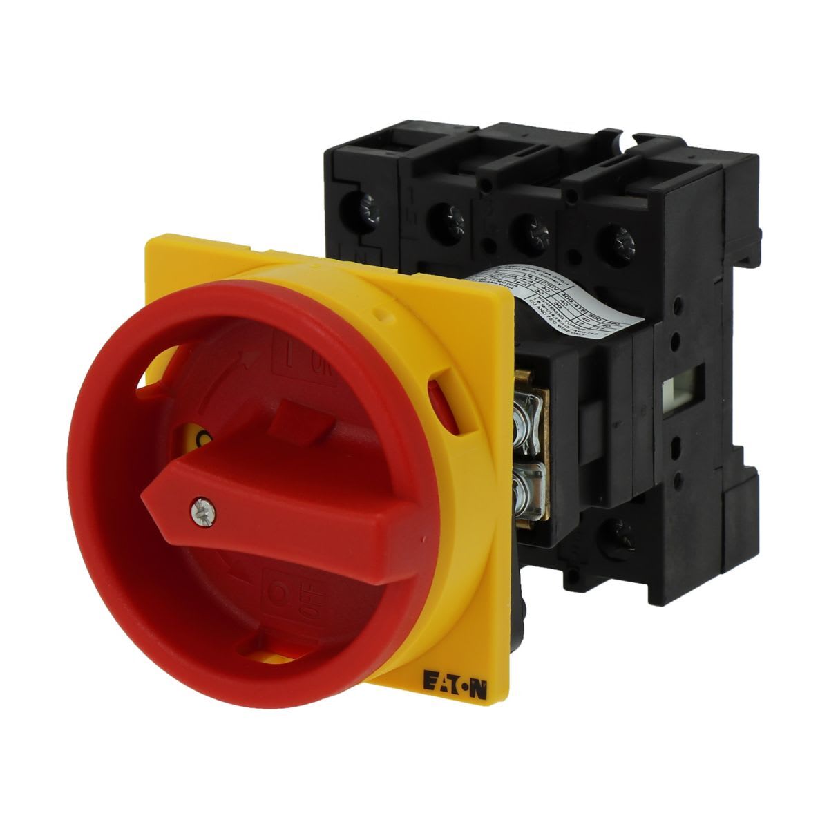 Eaton Electric - Hovedbryter, P1, 40 A, bak montert, 3 fas + N, Nødstopp  funksjon,rød/gull