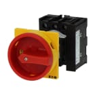 Eaton Electric - Hovedbryter, P1, 40 A, bak montert, 3 fas, 1 N/O, 1 N/C, Nødstopp , rød/gull