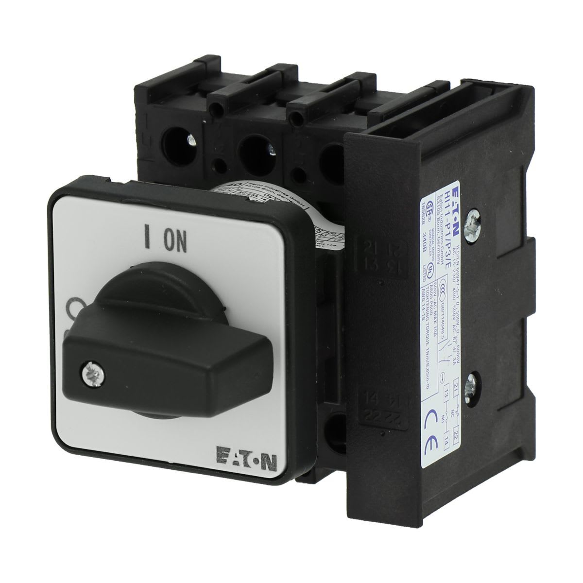 Eaton Electric - Av/På-bryter, P1, 40 A, innvendig montasje, 3 fas, 1 N/O, 1 N/C, med svart vrigrep
