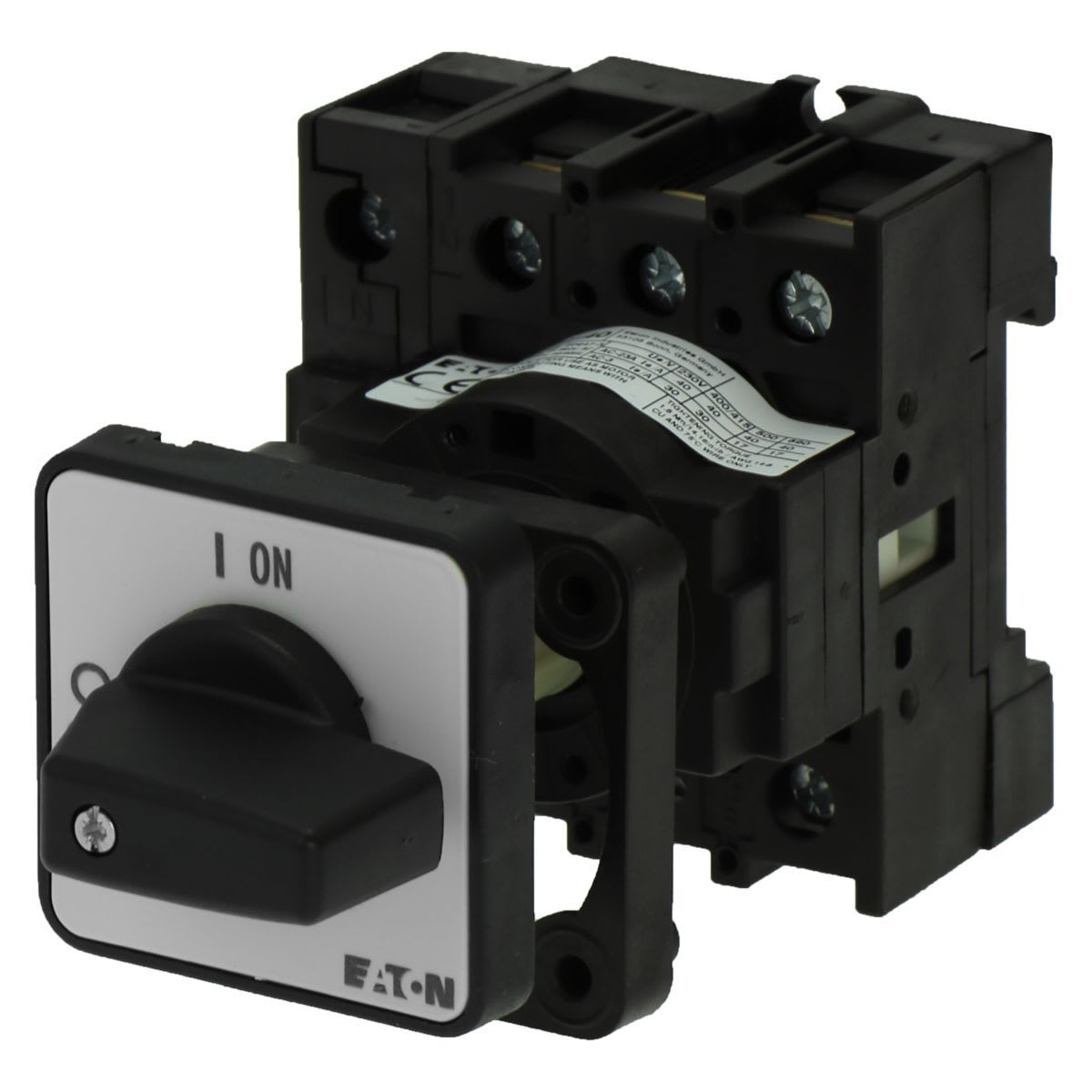 Eaton Electric - Av/På-bryter, P1, 40 A, bak montert, 3 fas + N, med svart vrigrep