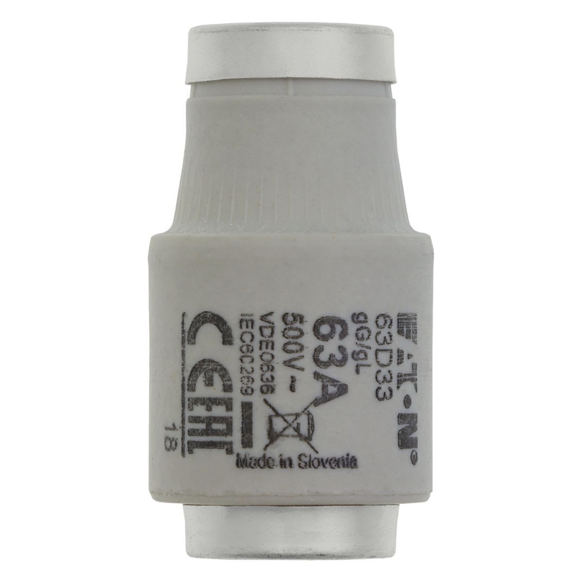 Eaton Electric - FUSE-D3 63A T GL/GG 500VAC E33 Sikring-D3 63A T GL/GG 500VAC