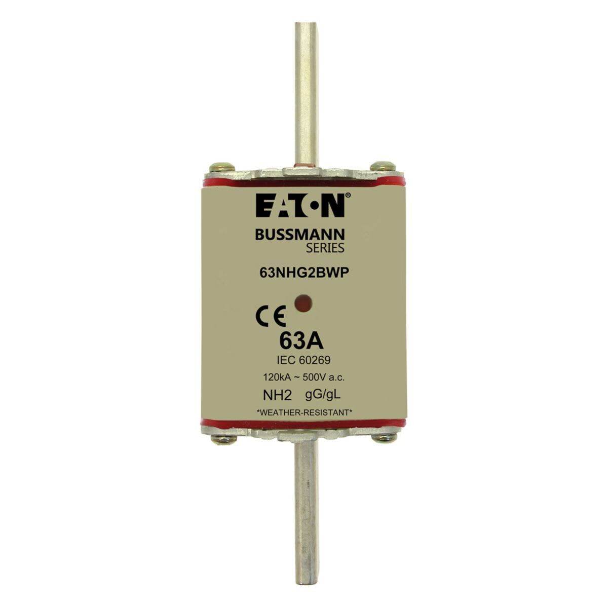 Eaton Electric - Smeltesikring, LV, 63 A, AC 500 V, NH2, gL/gG, IEC, Værbestandig