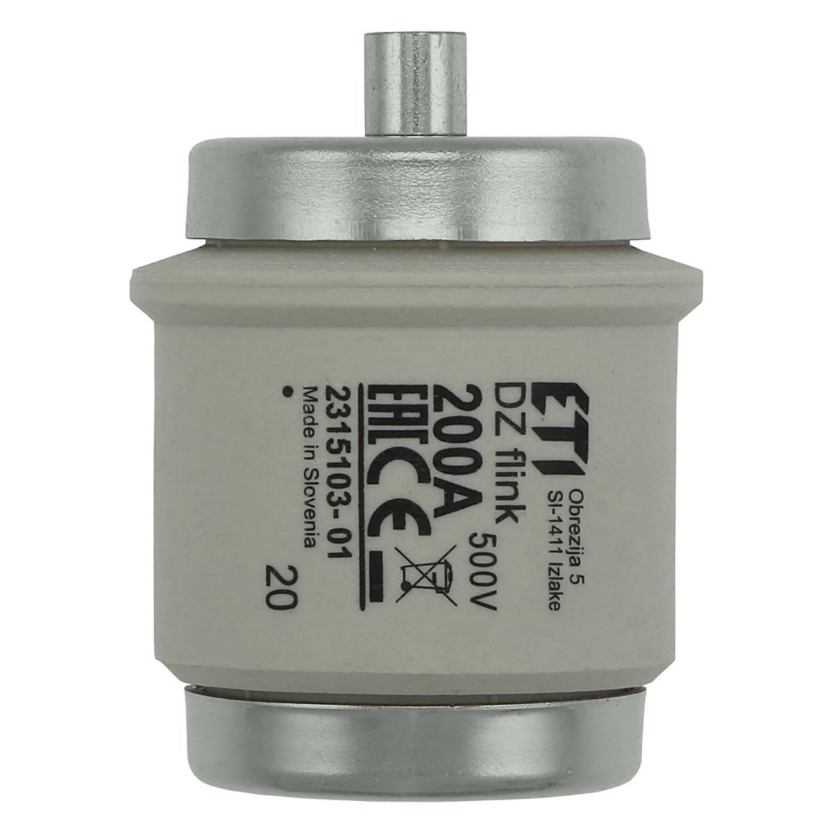 Eaton Electric - Sikring, lavspenning, 200 A, AC 500 V, D5, 56 x 46 mm, gR, DIN, IEC, kvikk