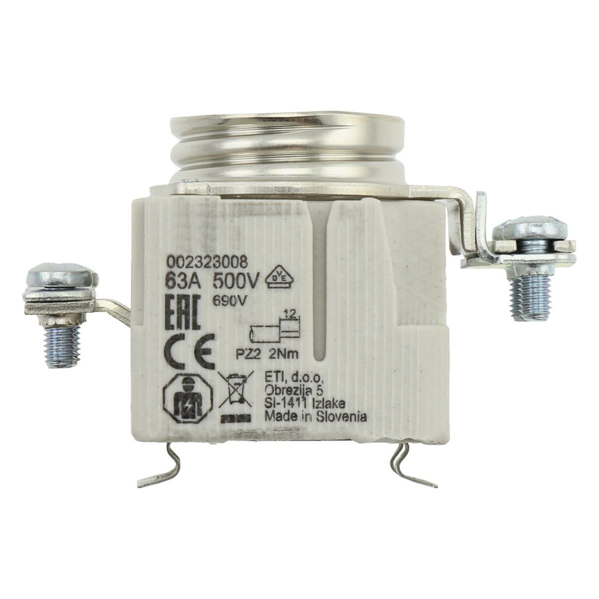 Eaton Electric - Sikringsbase, LV, 63 A, AC 500 V, D3, IEC, skinne montert, kabel tversnitt 2.5 - 25 mm2