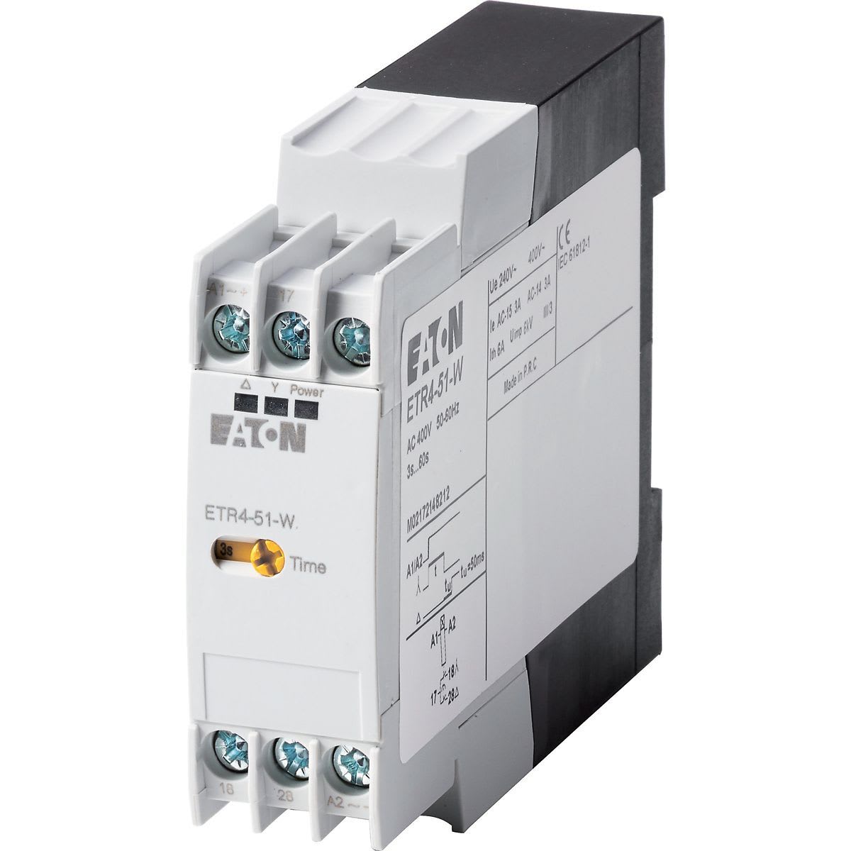 Eaton Electric - Tidsrele, stjerne trekant, 50 ms, 1W, 3-60s, 400VAC