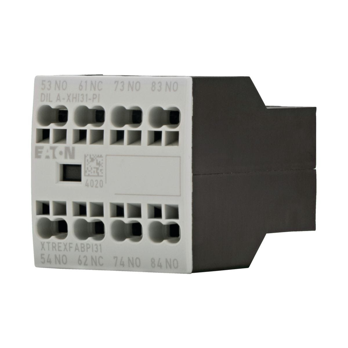 Eaton Electric - Hjelpekontakt, 4 pol, Ith= 16 A, 3 N/O, 1 NC, Front montasje, Push in, DILA, DILM7-38A