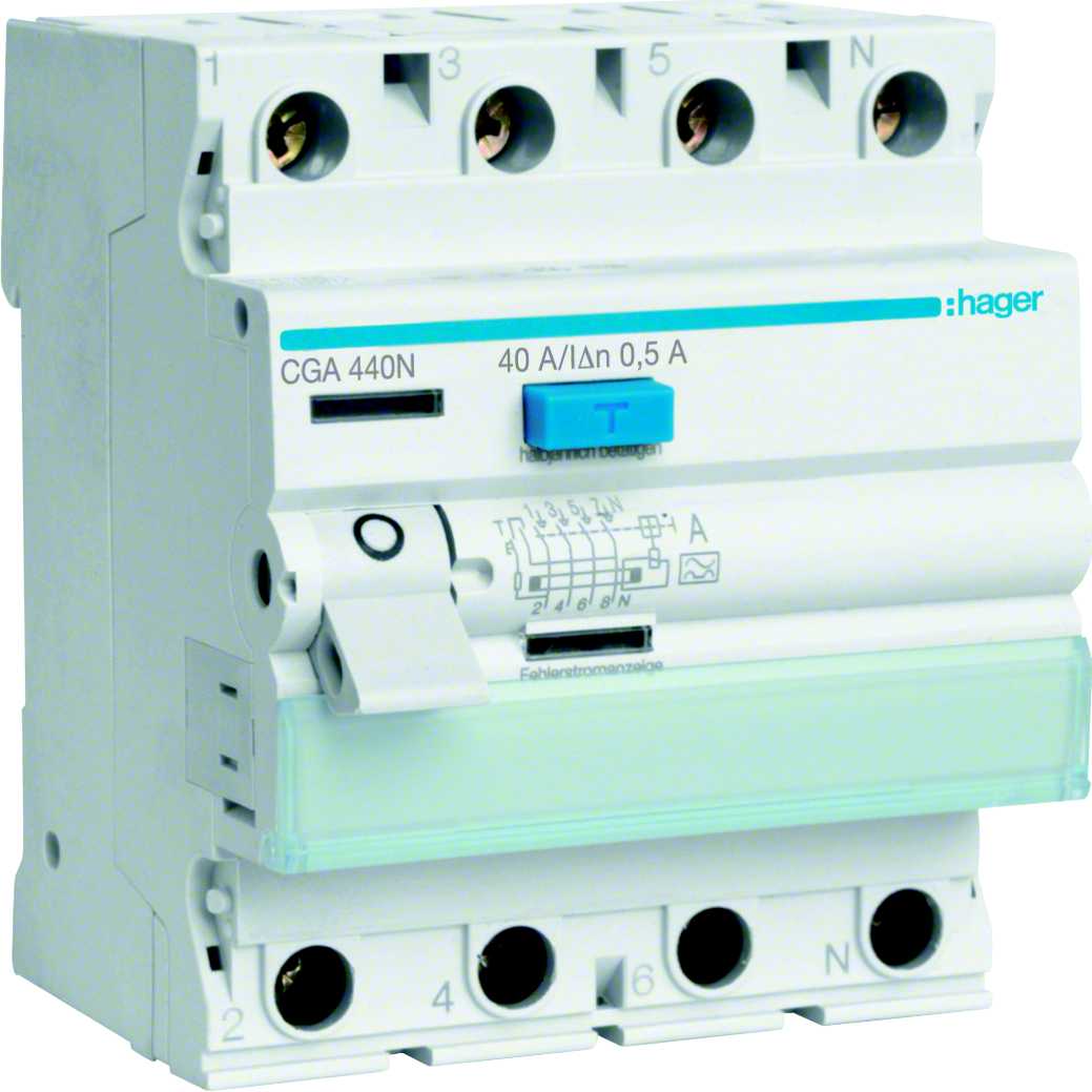 Hager - Jordfeilbryter 4x40A 500mA A