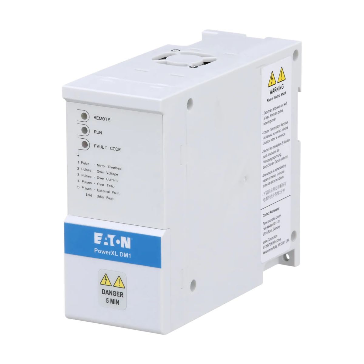 Eaton Electric - frekvensomformer DM1, 400 V AC, 3-pol, 2.2 A, 0.75 kW, IP20/NEMA0, Brems chopper