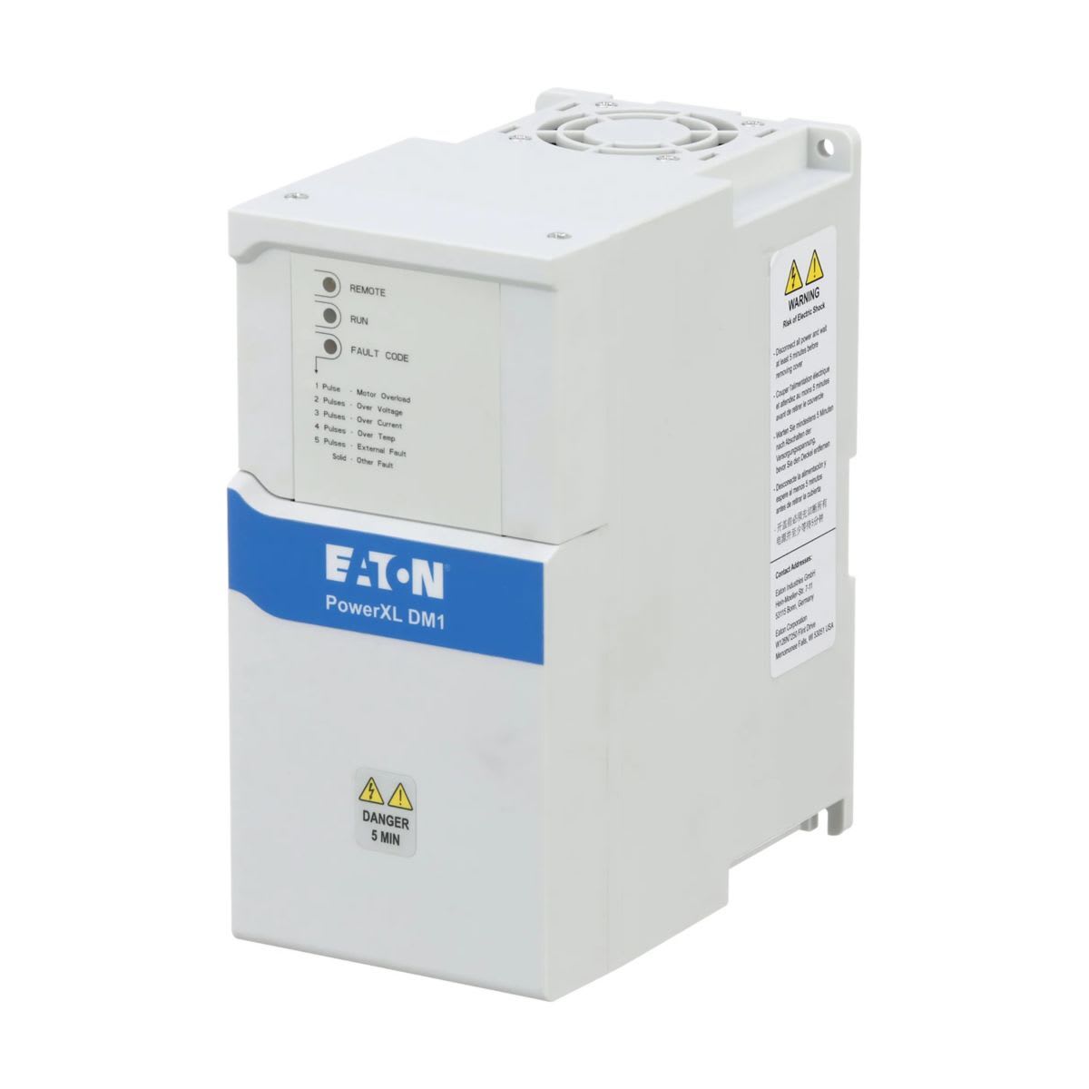 Eaton Electric - frekvensomformer DM1, 400 V AC, 3-pol, 7.6 A, 3 kW, IP20/NEMA0, Brems chopper