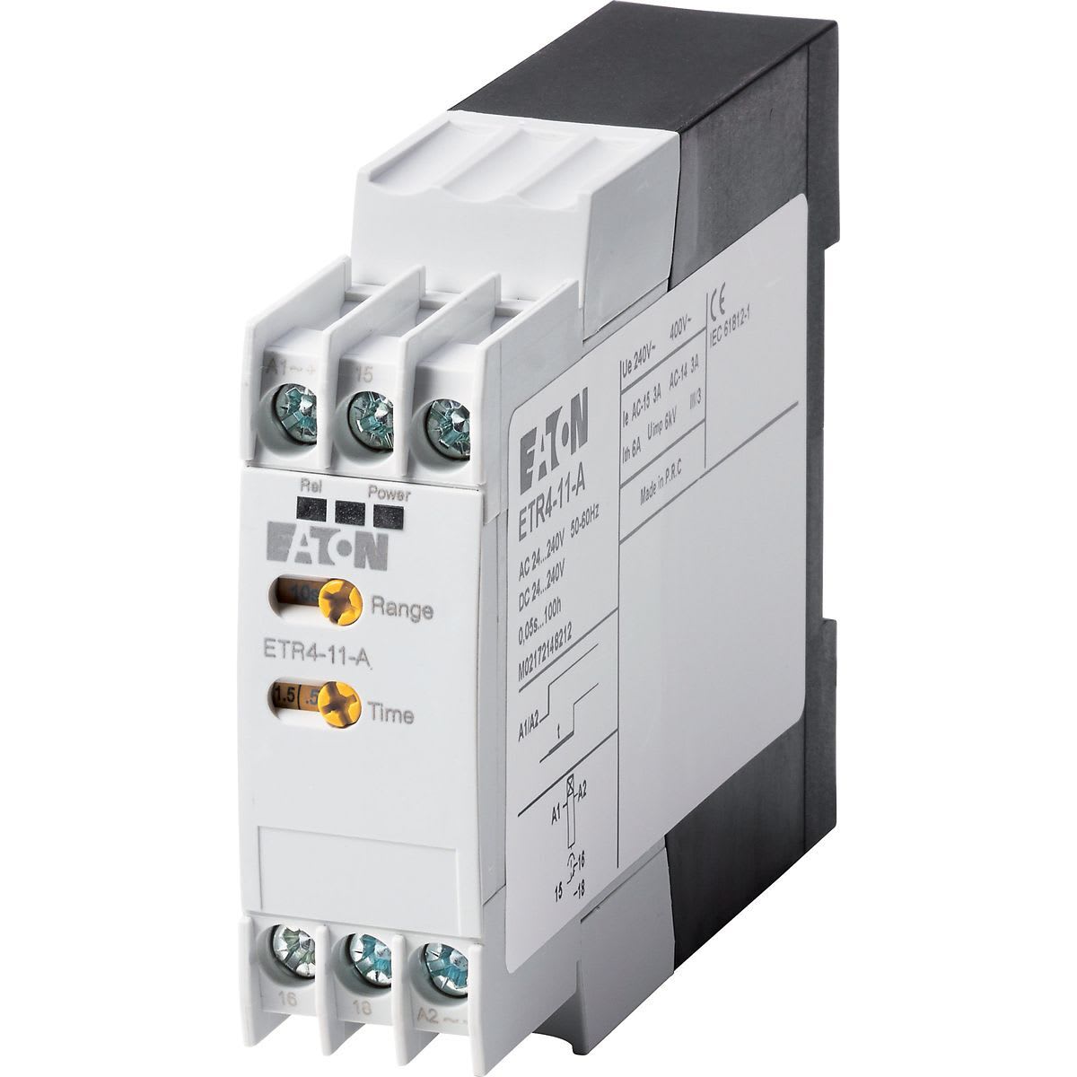 Eaton Electric - Tidsrele, 1W, 0.05s-100h, 24-240V50/60Hz, 24-240VDC, tilslagsforsinket